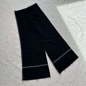 Zara Black Knit Pants White Piping Details Sporty Chic Loungewear Indie